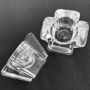 ORREFORS Sweden Vintage "Max Cross" Crystal Pair Votives EUC